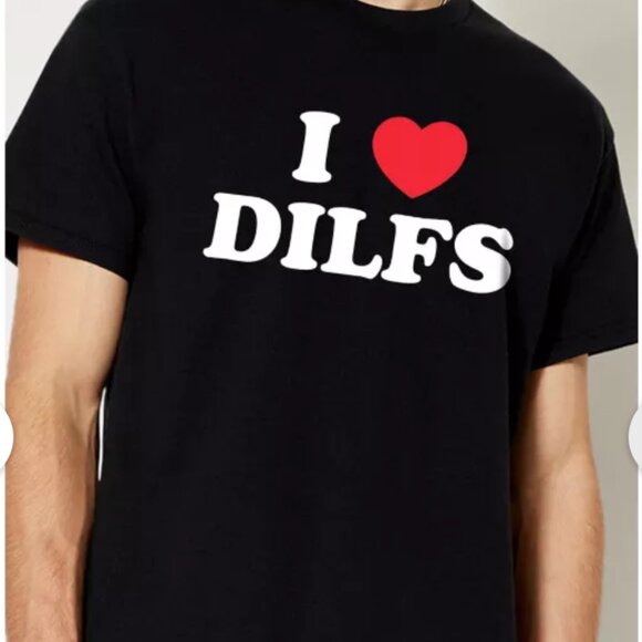 Spencer's Exclusive Official I Heart DILFS Logo Funny Black Tee Unisex Sz Small - Picture 6 of 12